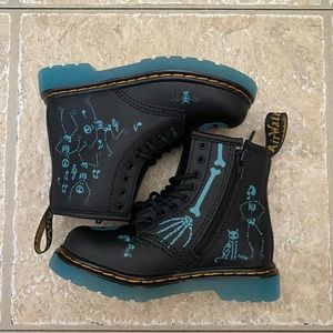 Dr. Martens 1460 Skelly Print Leather Lace Up /zipper Boots Toddler Size 9 US